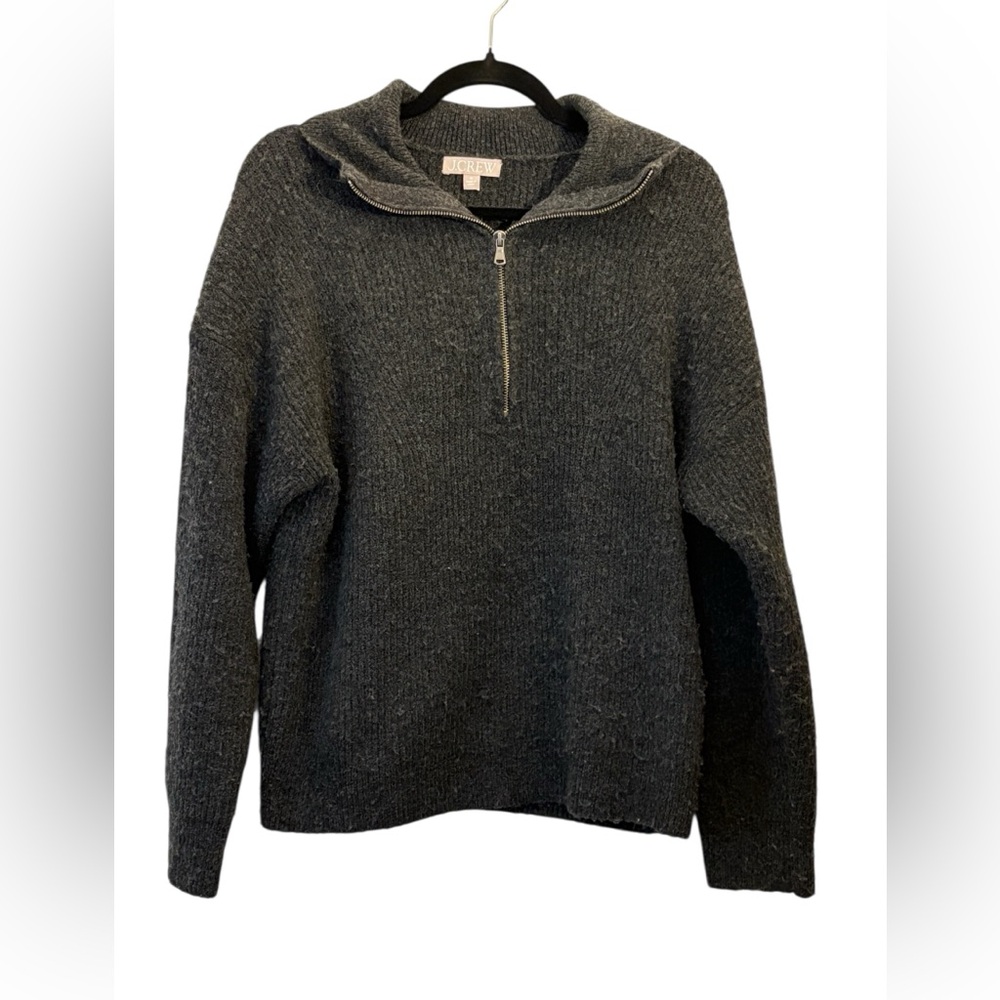 J.Crew Men's Merino Wool Alpaca Blend Dark Gray Half-Zip Sweater Size Medium